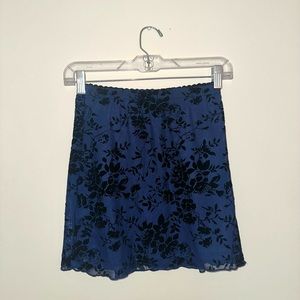 Black and blue floral mini skirt